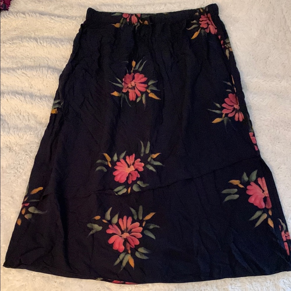 Floral Black Skirt